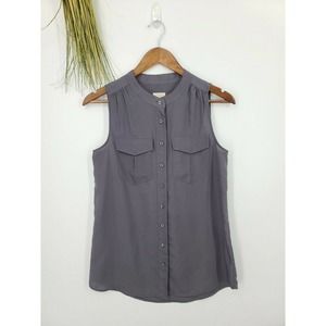 J. Crew Factory Blouse Draped Pocket Tank Gray 2